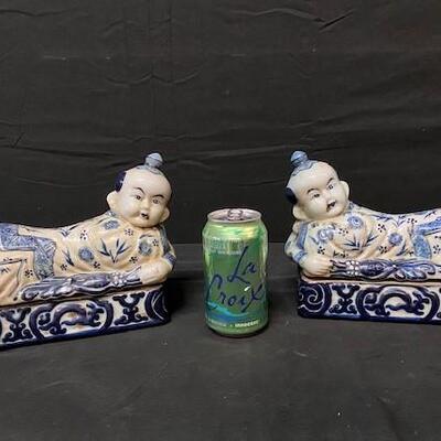 LOT#293: Chinese Cizhou Porcelain Boy Pillows