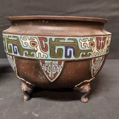 LOT#294: Champleve Bowl & Vase