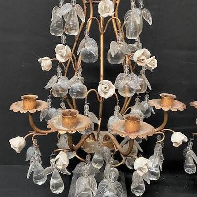 LOT#302: Pedestal Candleholders with Crystals