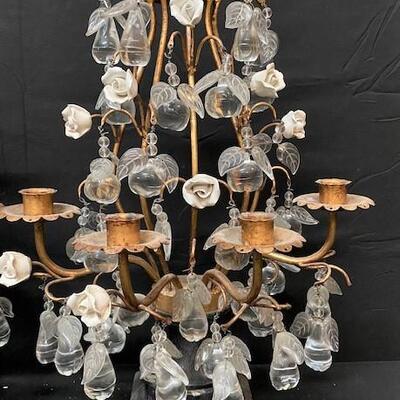 LOT#302: Pedestal Candleholders with Crystals