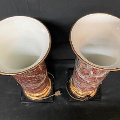 LOT#303: Marble Colored Ceramic Floor Lamps