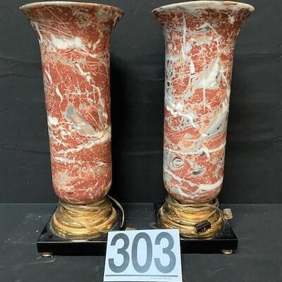 LOT#303: Marble Colored Ceramic Floor Lamps
