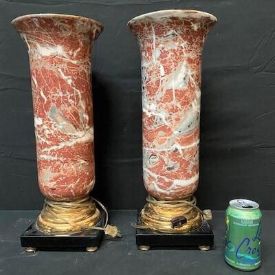 LOT#303: Marble Colored Ceramic Floor Lamps