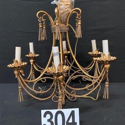 LOT#304: Gilted Chandelier 6 Candle Arms
