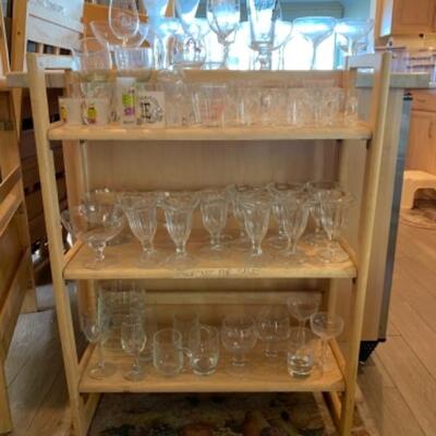 Lot 13. Large assortment of glassware (sundae, mugs, parfait, cocktail), etc.â€”$45