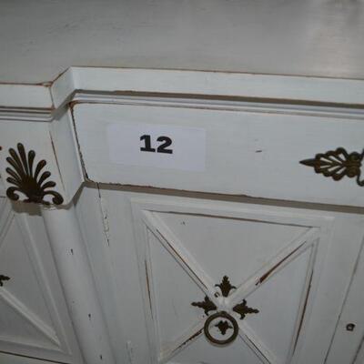 LOT 12 WHITE CHEST WITH METAL TRIM