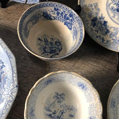 44: Collection of Vintage Blue and White Dishes