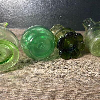 57: Collection of Blown Green Glass Pitchers