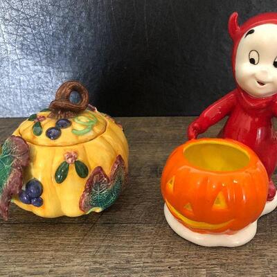 86: Pumpkin Candle and Casper Devil Candle holder