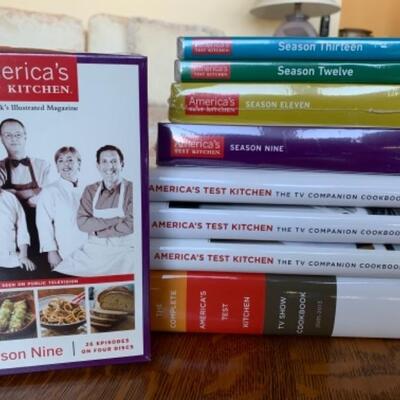 Lot 74. American Test Kitchen collection (books, DVDs)--$35