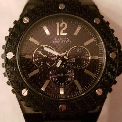 New GUESS Waterpro Black Silicone Men's Watch U12654G1