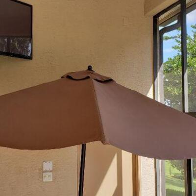 Brown Outdoor Umbrella with Stand