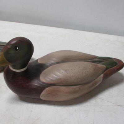 Lot 58 - Ceramic Concrete & Wooden Ducks  