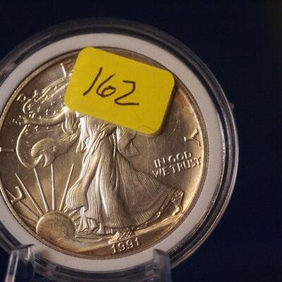 1991 Unc Silver American Eagle 162