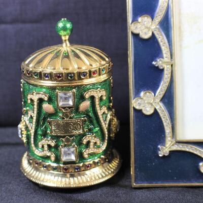 LOT#318: Wendy Reed Hand Enameled Trinket Box & Picture Frame