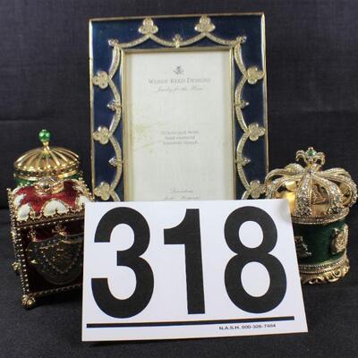 LOT#318: Wendy Reed Hand Enameled Trinket Box & Picture Frame