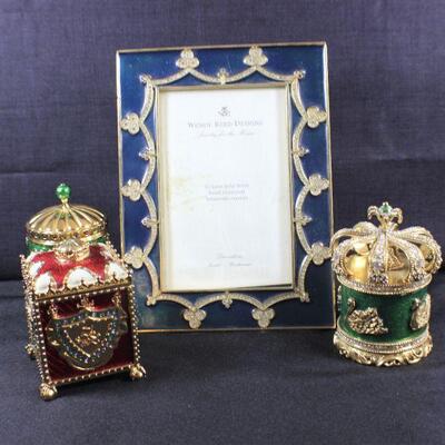 LOT#318: Wendy Reed Hand Enameled Trinket Box & Picture Frame