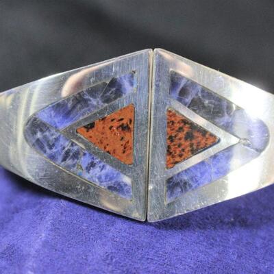 LOT#341: Marked Taxco .925 Hinged Bracelet 48.4g