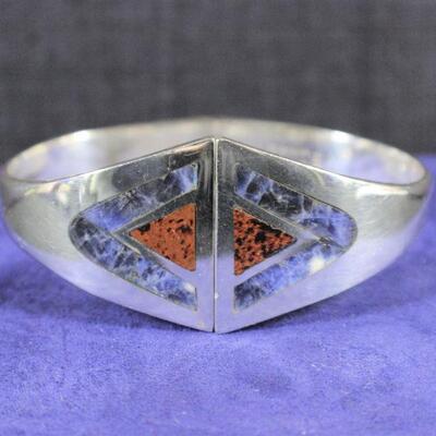 LOT#341: Marked Taxco .925 Hinged Bracelet 48.4g