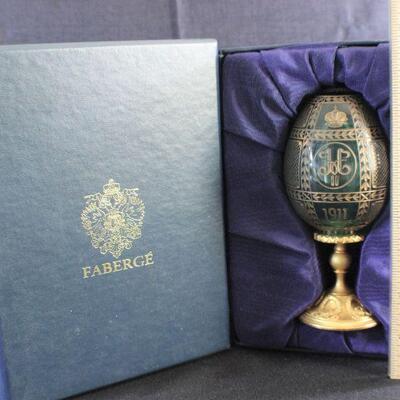 LOT#353: Faberge Signed Crystal Egg with Box