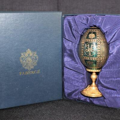 LOT#353: Faberge Signed Crystal Egg with Box