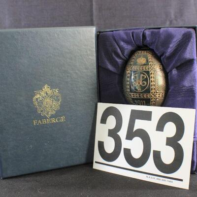 LOT#353: Faberge Signed Crystal Egg with Box