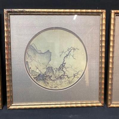 LOT#369: Series of Four Asian Silks Under Glass