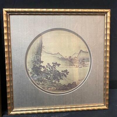 LOT#369: Series of Four Asian Silks Under Glass