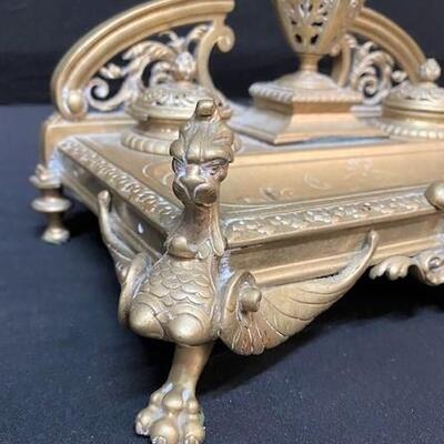 LOT#379: Believed to be a French Gilted Bronze Inkwell