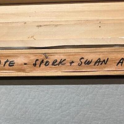 LOT#387: Ira Monte Stork & Swan Oil on Canvas