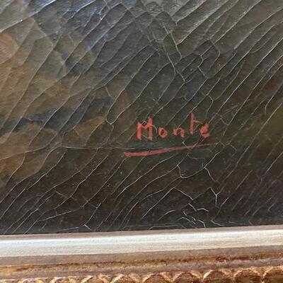 LOT#387: Ira Monte Stork & Swan Oil on Canvas