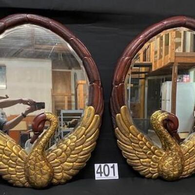 LOT#401: Gilted Swan Mirrors