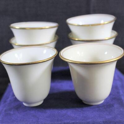 LOT#405: 6 Buffalo China Sterling Silver & Porcelain Demitasse Cups