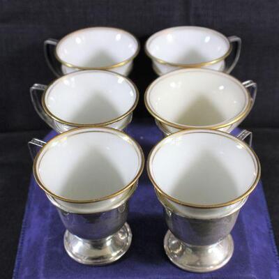 LOT#405: 6 Buffalo China Sterling Silver & Porcelain Demitasse Cups
