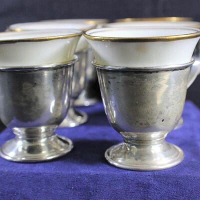 LOT#405: 6 Buffalo China Sterling Silver & Porcelain Demitasse Cups
