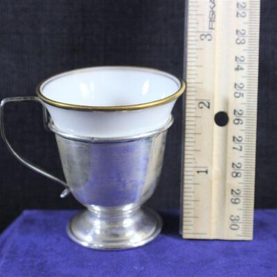 LOT#405: 6 Buffalo China Sterling Silver & Porcelain Demitasse Cups