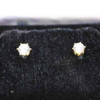 LOT#407: .50 Carat Stone (Not Diamond) in 14K Gold Post Earrings