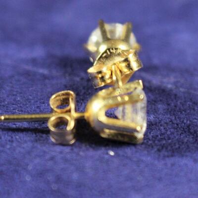 LOT#407: .50 Carat Stone (Not Diamond) in 14K Gold Post Earrings