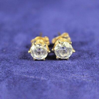 LOT#407: .50 Carat Stone (Not Diamond) in 14K Gold Post Earrings