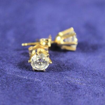 LOT#407: .50 Carat Stone (Not Diamond) in 14K Gold Post Earrings