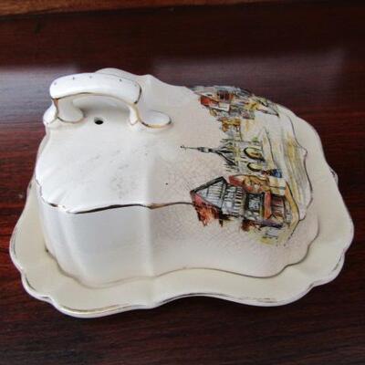 LOT 32  TWO ANTIQUE CHEESE DISHES