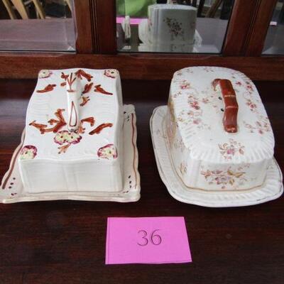 LOT 36  TWO ANTIQUE CHEESE DISHES