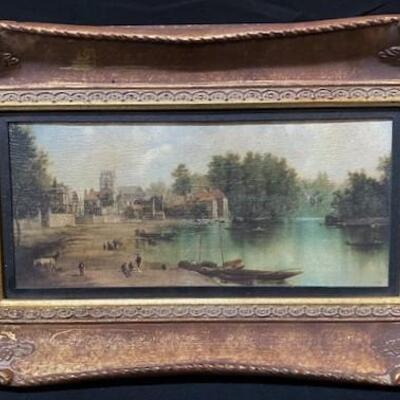 LOT#413: Framed River Scene Painting - by H. Hal 