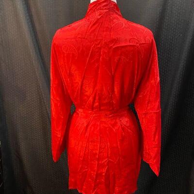 Red Paisley Kimono Short Robe