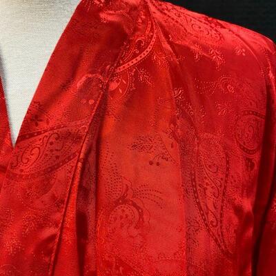 Red Paisley Kimono Short Robe