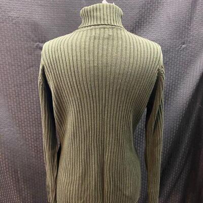 Basic Editions Forrest Green Woman's Turtleneck Ribbed Sweater Size Large