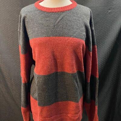 XL Arizona Jean Co. Red & Grey Striped Comfy Sweater