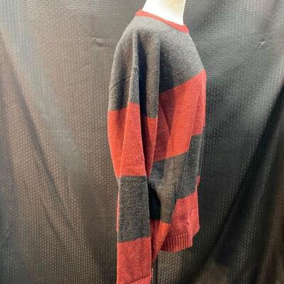 XL Arizona Jean Co. Red & Grey Striped Comfy Sweater