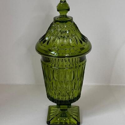 Vintage Green Lidded Vase 