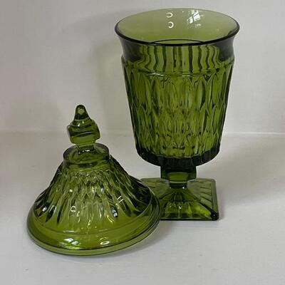 Vintage Green Lidded Vase 